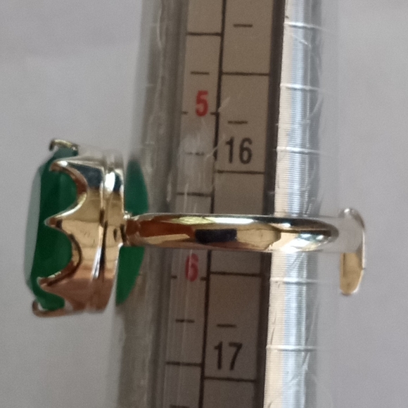 Silver 925 Green Onyx Adjustable Ring, Lever Back Earrings Set - Picture 5 of 10